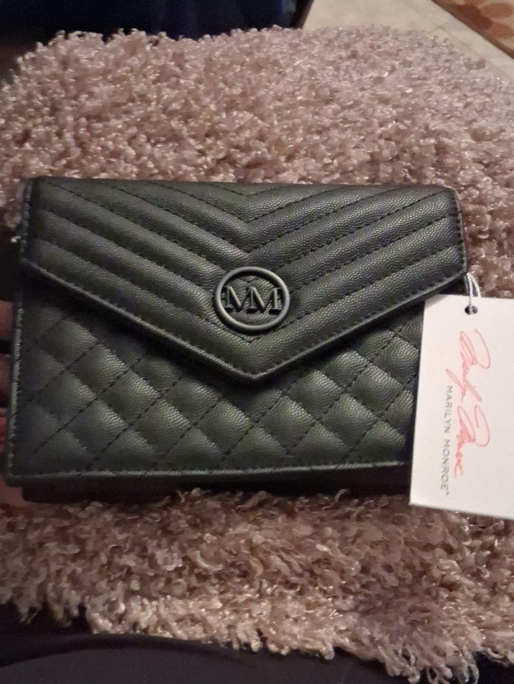 Marilyn Monroe Black Quilted Chevron Envelope Wristlet